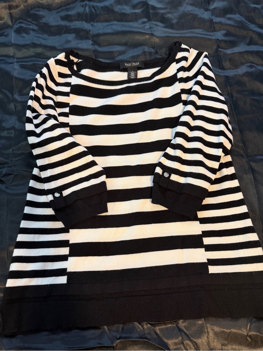 White House Black Market Black & White Striped Boatneck Sweater